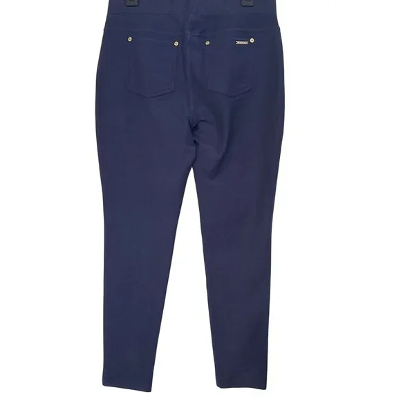 Michael Kors Womens Navy Pull-On Pants With Gold Accents - Size L - Picture 3 of 7